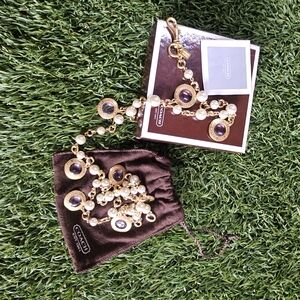 Coach Gold Necklace with Pink and White Accents